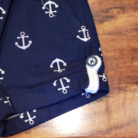 Janie and Jack NWT 3-6 months striped peplum top and canvas anchor shorts set - Picture 5 of 6